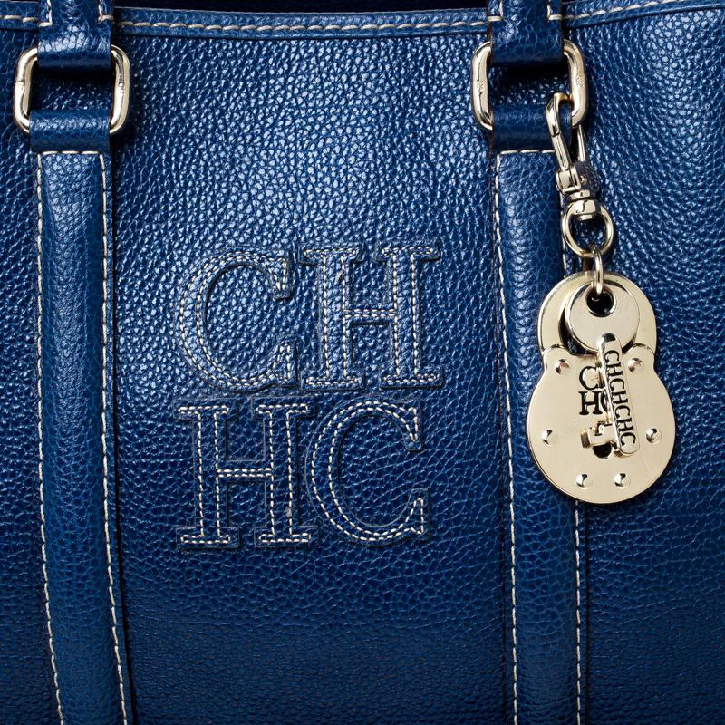Carolina Herrera Blue Leather Large Matteo Tote 6