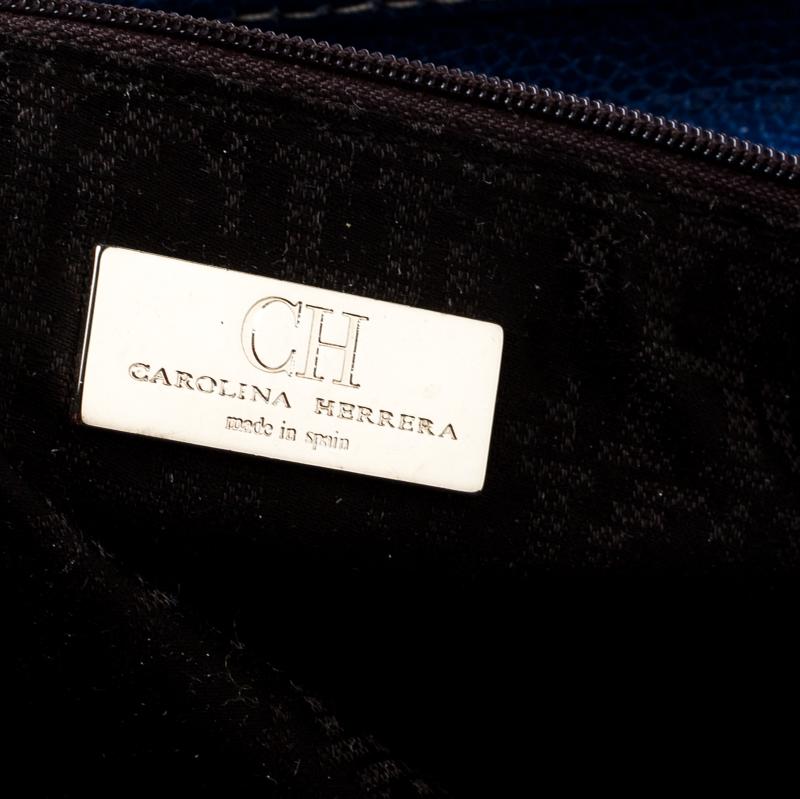 Carolina Herrera Blue Leather Large Matteo Tote 2