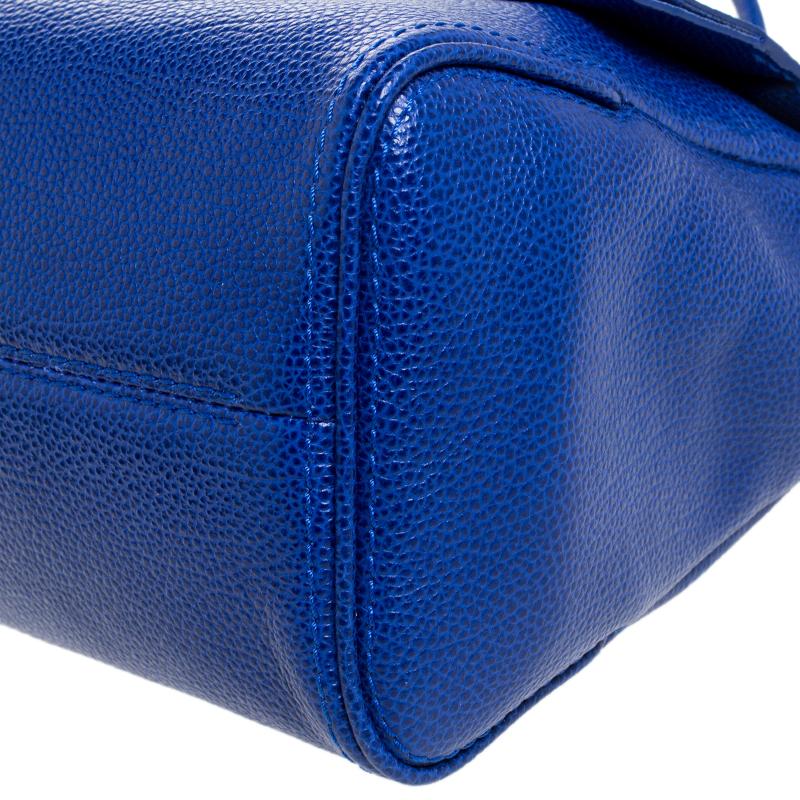 Carolina Herrera Blue Leather Minuetto Flap Top Handle Bag 7