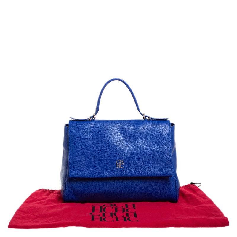 Carolina Herrera Blue Leather Minuetto Flap Top Handle Bag 8