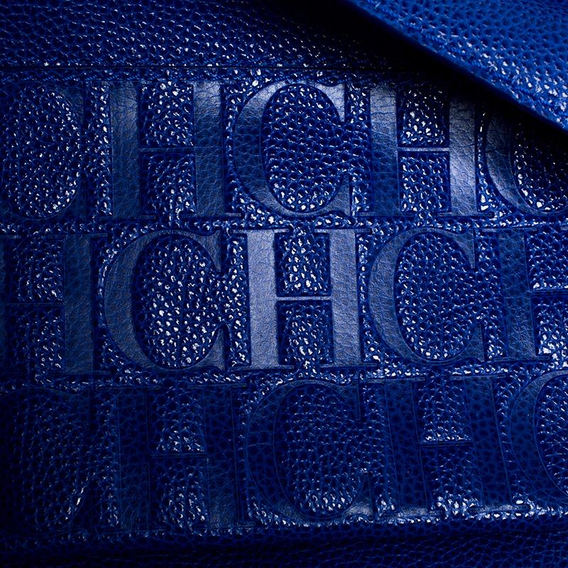 Carolina Herrera Blue Leather Minuetto Flap Top Handle Bag 2