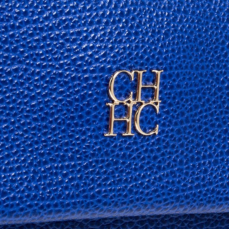 Carolina Herrera Blue Leather Minuetto Flap Top Handle Bag 3
