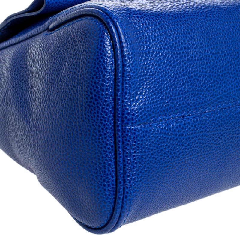 Carolina Herrera Blue Leather Minuetto Flap Top Handle Bag 5