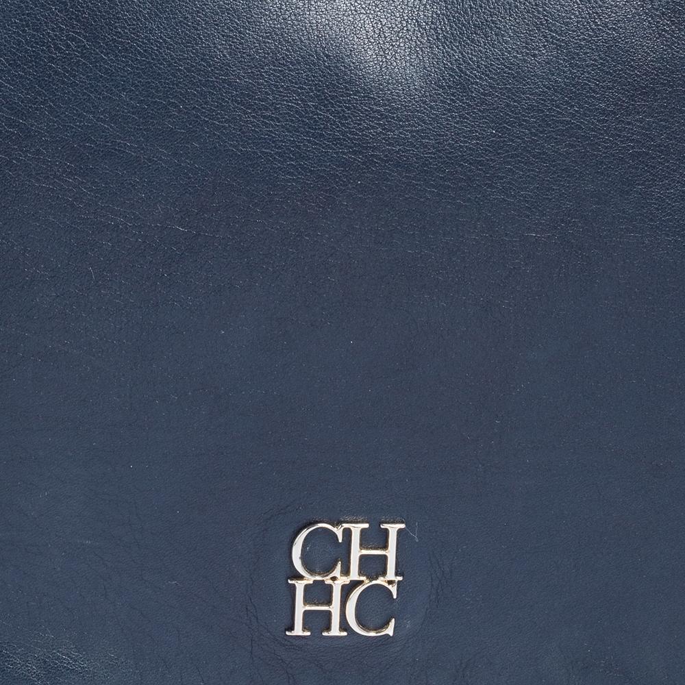 Carolina Herrera Blue Leather New Baltazar Flap Shoulder Bag 4