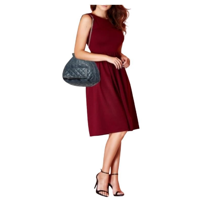 Carolina Herrera Blue Quilted Leather Bucket Bag For Sale 5