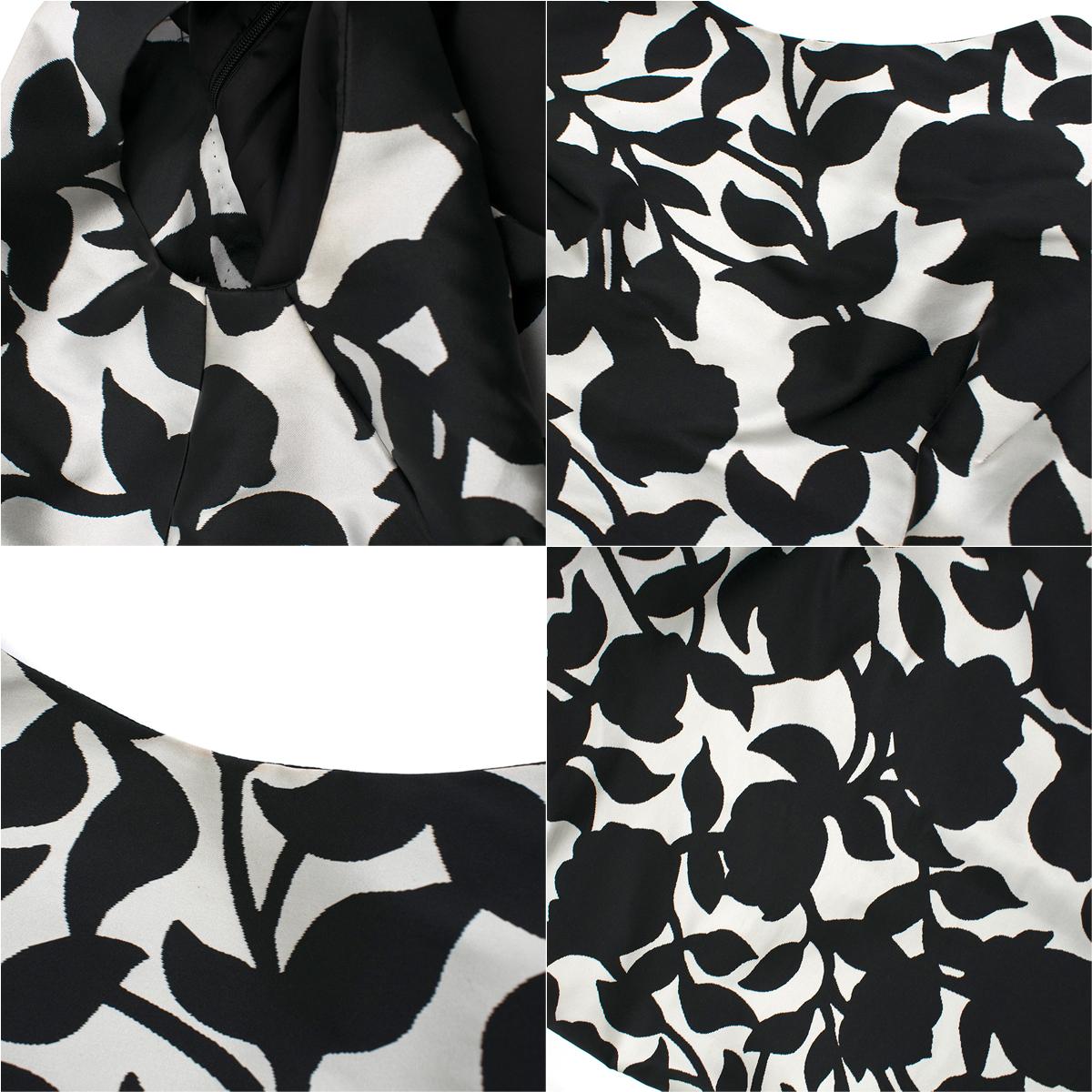 Carolina Herrera Boutique White & Black Floral Gown 12 UK In Excellent Condition In London, GB