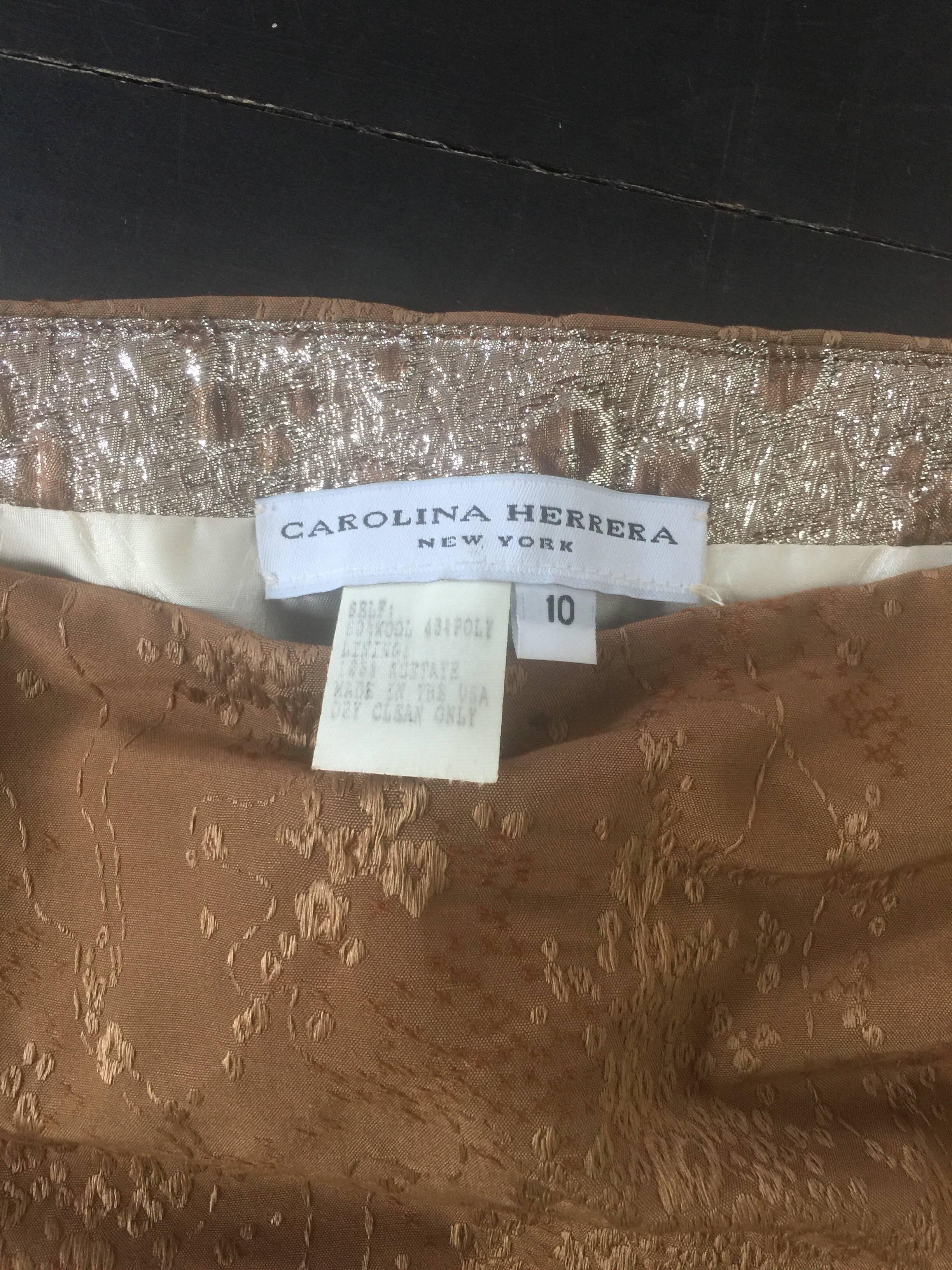 Women's or Men's Carolina Herrera bronze and gold beaded skirt suit  For Sale