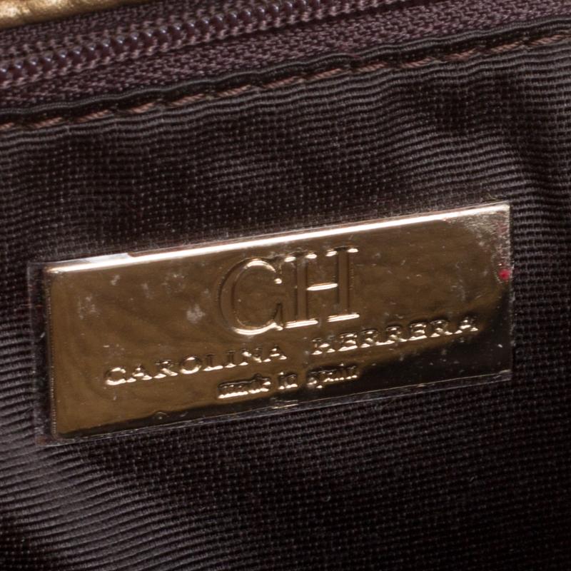 Carolina Herrera Bronze Monogram Leather Audrey Shoulder Bag 2