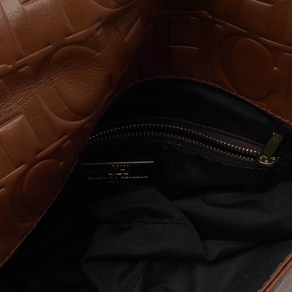 Carolina Herrera Brown Leather Chain Flap Shoulder Bag 1