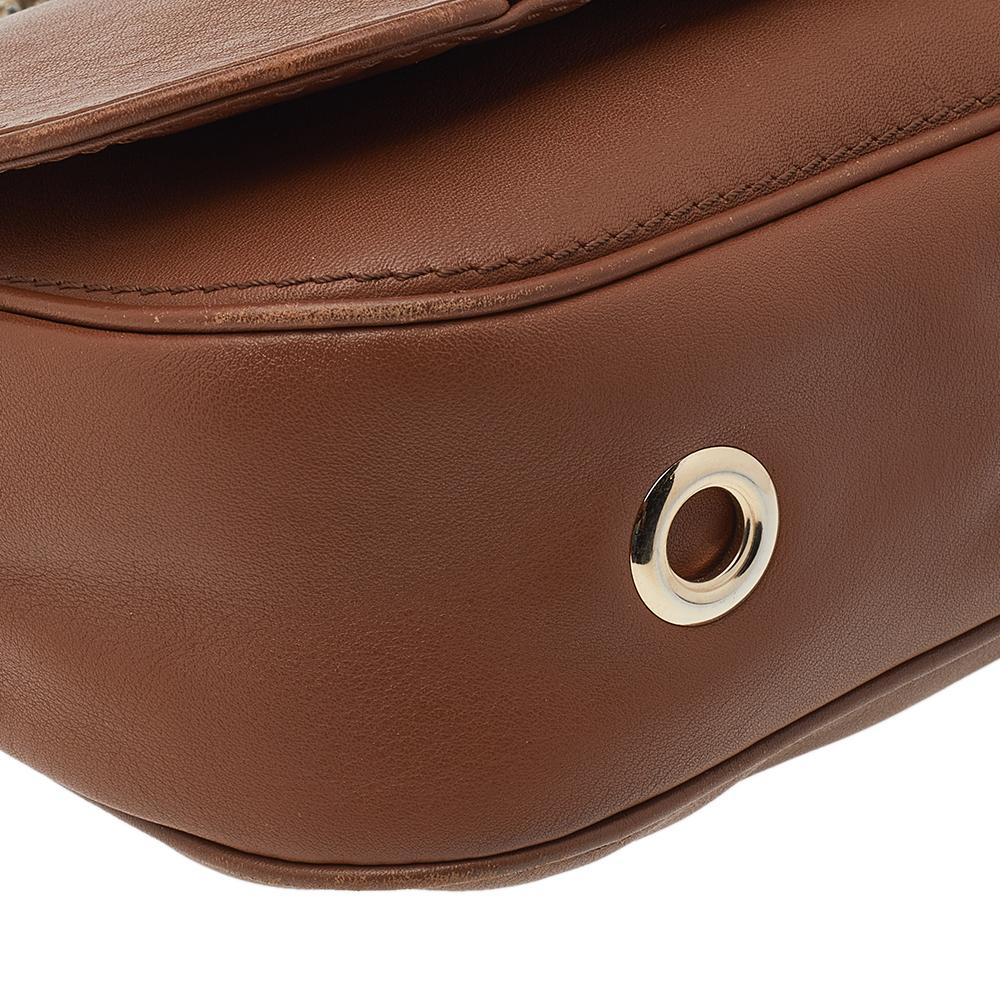 Carolina Herrera Brown Leather Chain Flap Shoulder Bag 4