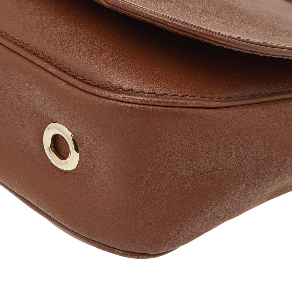 Carolina Herrera Brown Leather Chain Flap Shoulder Bag 5