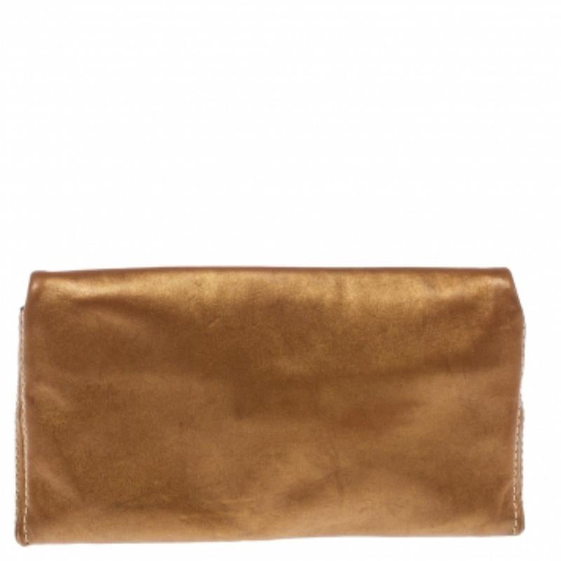 Carolina Herrera Borsa a tracolla con catena in pelle marrone in vendita 2