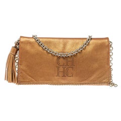 Carolina Herrera Borsa a tracolla con catena in pelle marrone