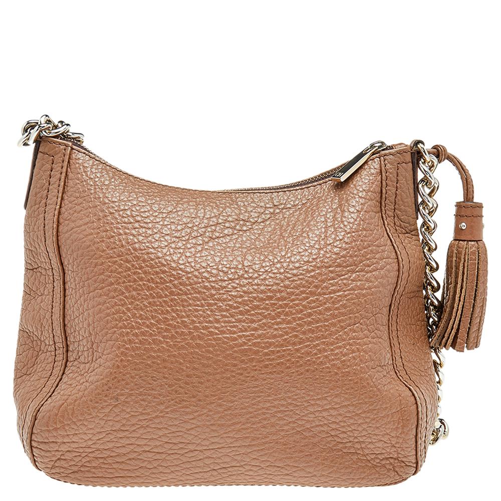 Women's Carolina Herrera Brown Leather Chain Tassel Shoulder Bag