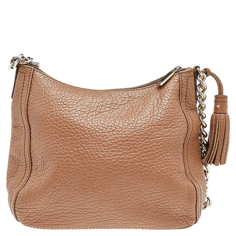 Carolina Herrera Brown Leather Chain Tassel Shoulder Bag at 1stDibs