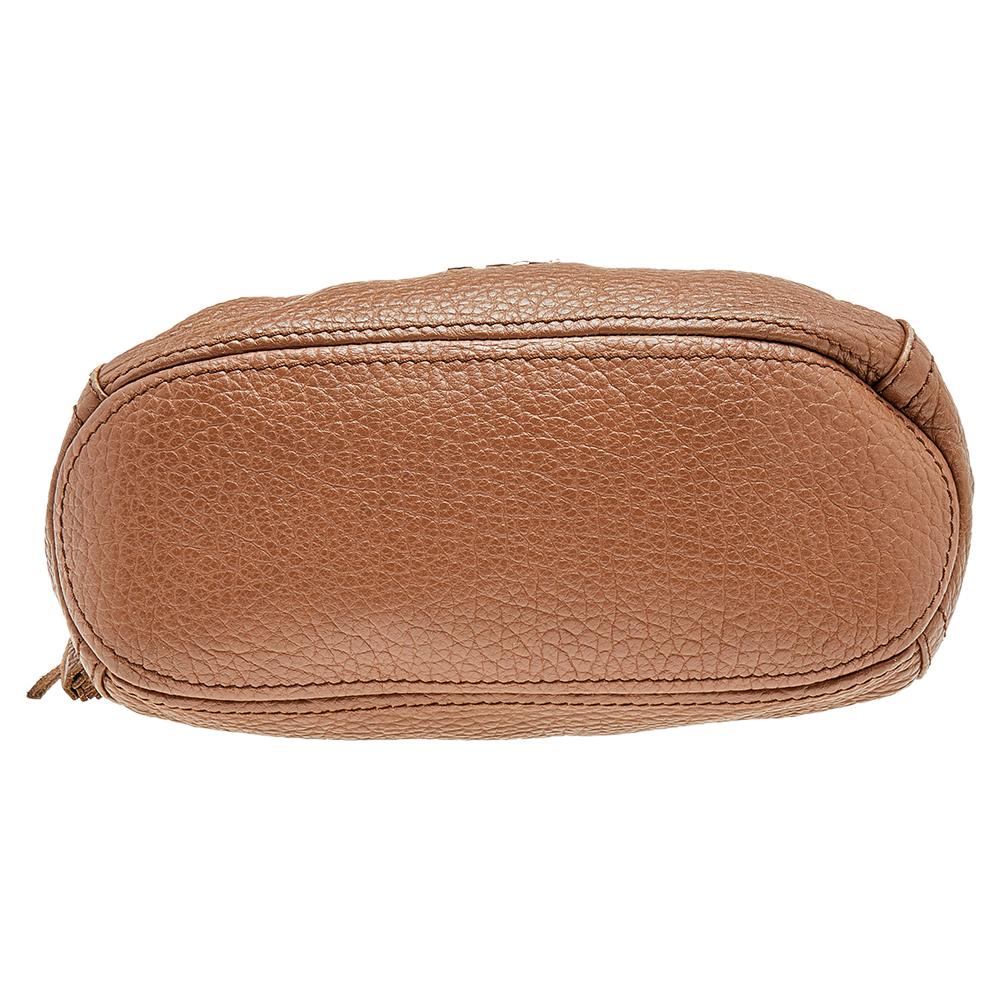 Carolina Herrera Brown Leather Chain Tassel Shoulder Bag 1