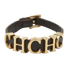 Bracelet à breloques avec logo en cuir Brown Carolina Herrera