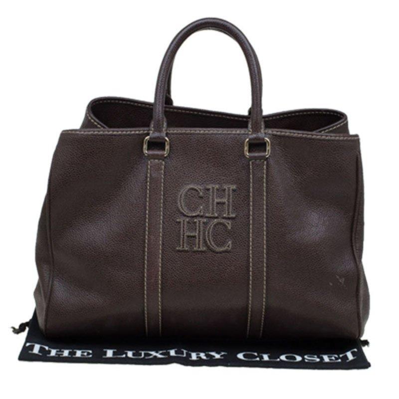 Carolina Herrera Brown Leather Matteo Tote 4