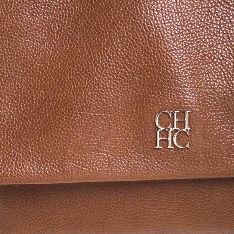 Carolina Herrera Brown Leather Minueto Flap Bag 6