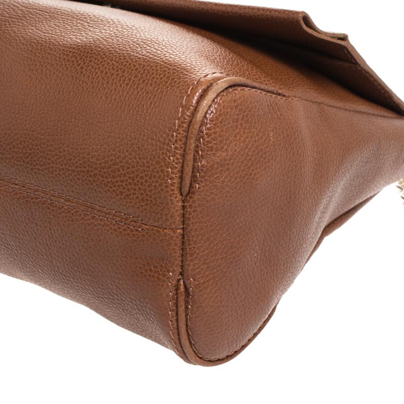 Carolina Herrera Brown Leather Minueto Flap Bag 1