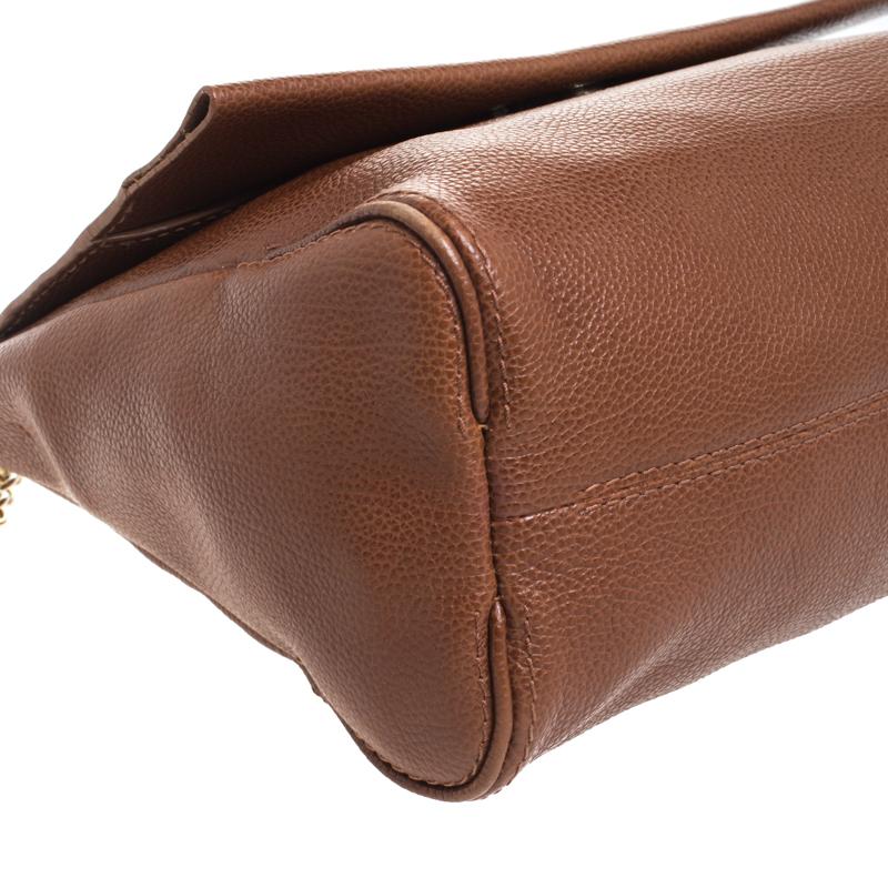 Carolina Herrera Brown Leather Minueto Flap Bag 2