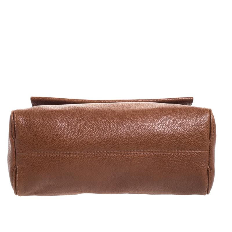 Carolina Herrera Brown Leather Minueto Flap Bag 4