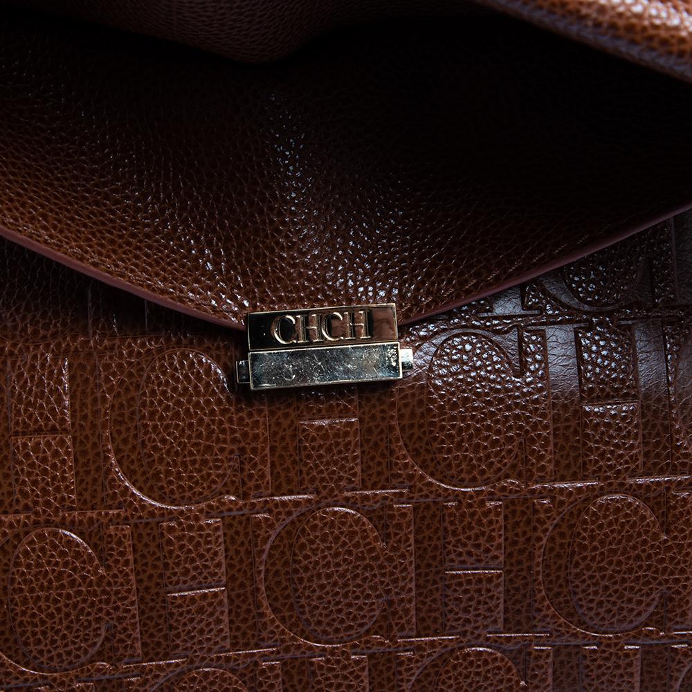 Carolina Herrera Brown Leather Minuetto Top Handle Bag 3