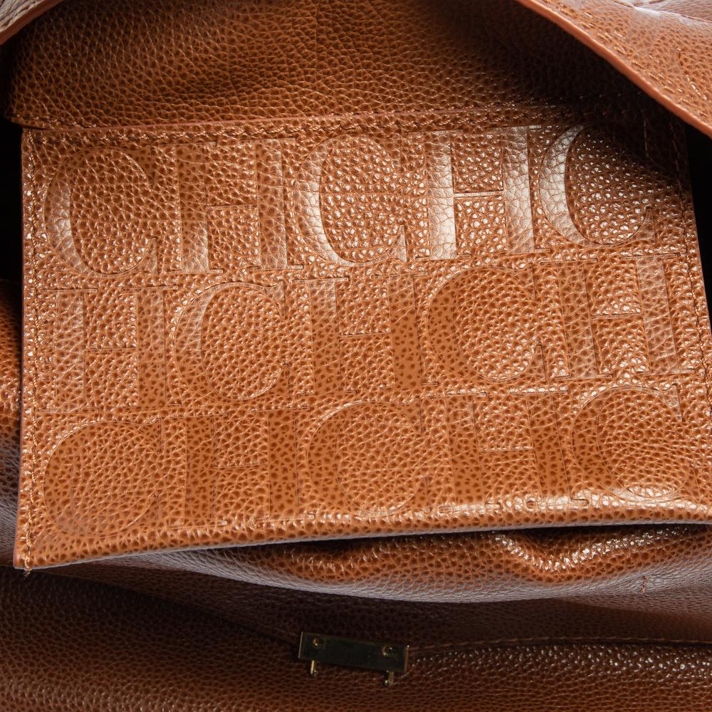 Carolina Herrera Brown Leather Minuetto Top Handle Bag 5