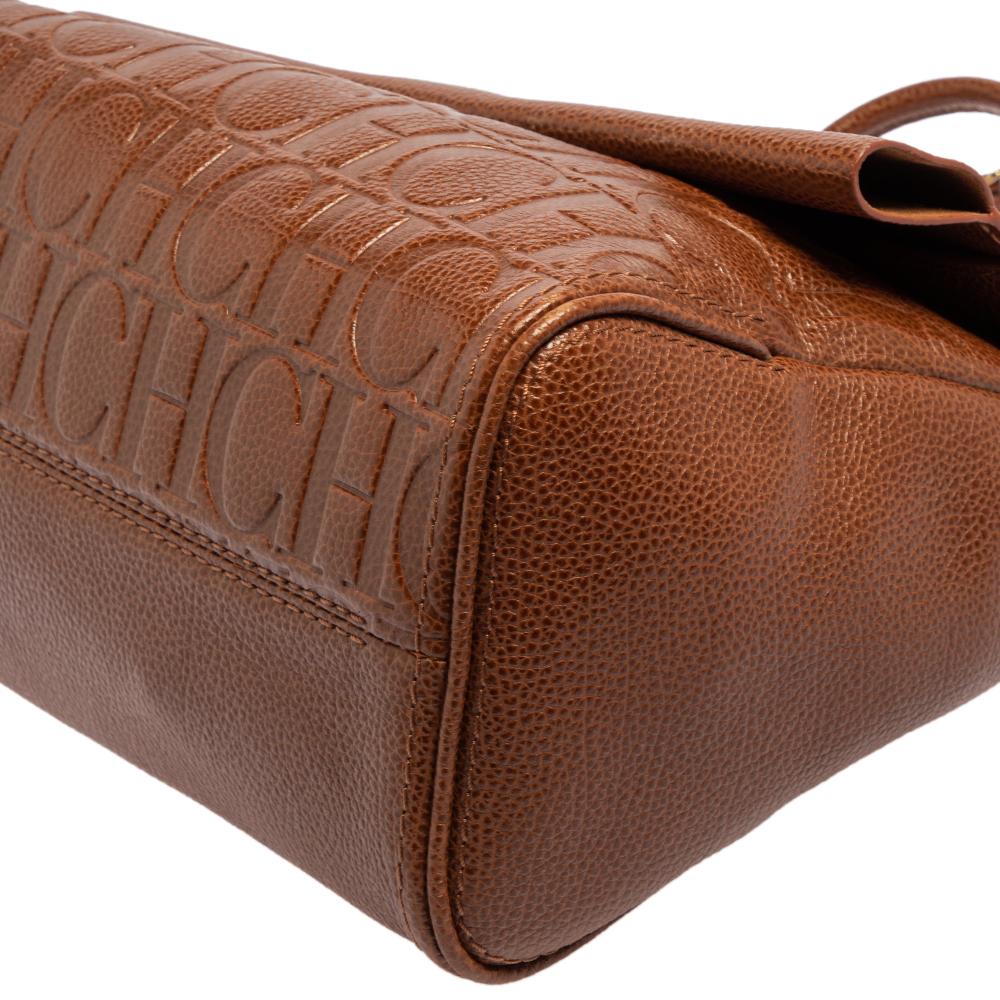 Carolina Herrera Brown Leather Minuetto Top Handle Bag 6