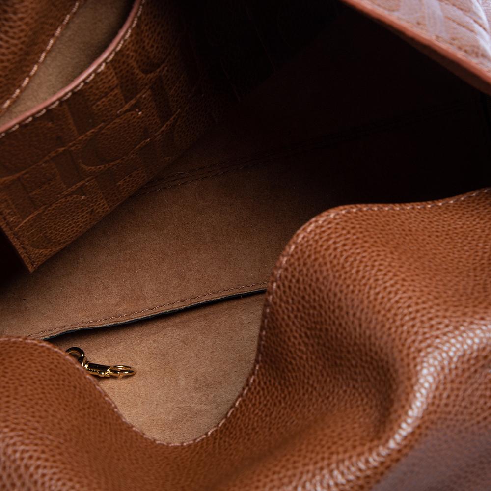 Carolina Herrera Brown Leather Minuetto Top Handle Bag In Good Condition In Dubai, Al Qouz 2