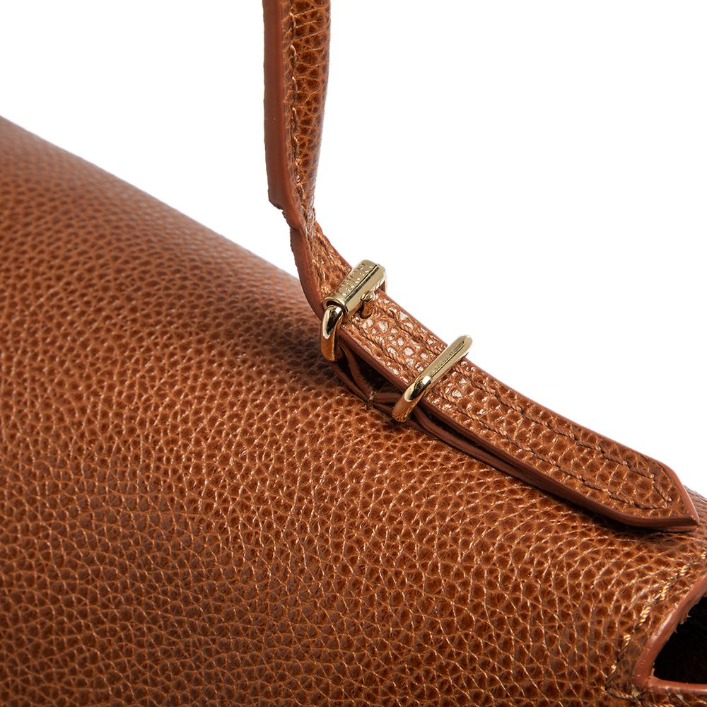 Women's Carolina Herrera Brown Leather Minuetto Top Handle Bag
