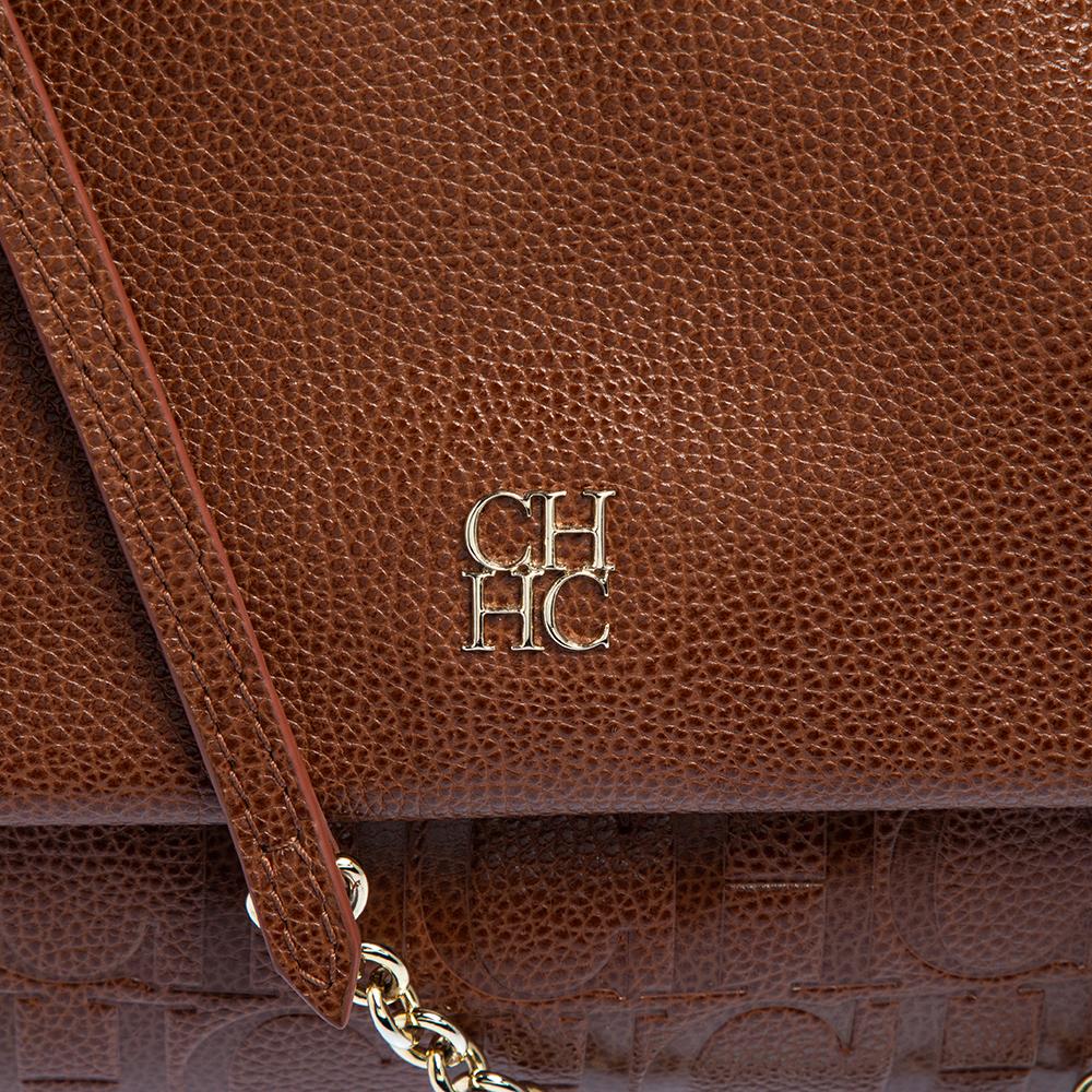 Carolina Herrera Brown Leather Minuetto Top Handle Bag 1