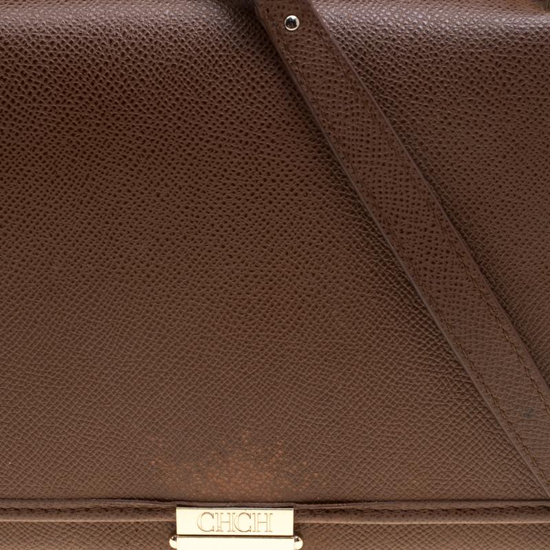 Carolina Herrera Brown Leather Shoulder Bag 1