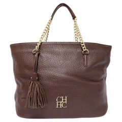 Carolina Herrera Brown Leather Tote Bag