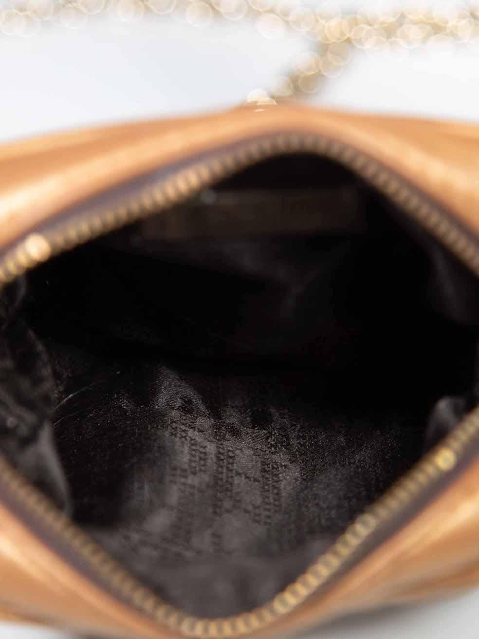 Carolina Herrera Brown Metallic Leather Crossbody Bag 1