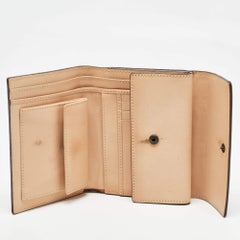 Carolina Herrera Brown Monogram Embossed Leather Trifold Wallet