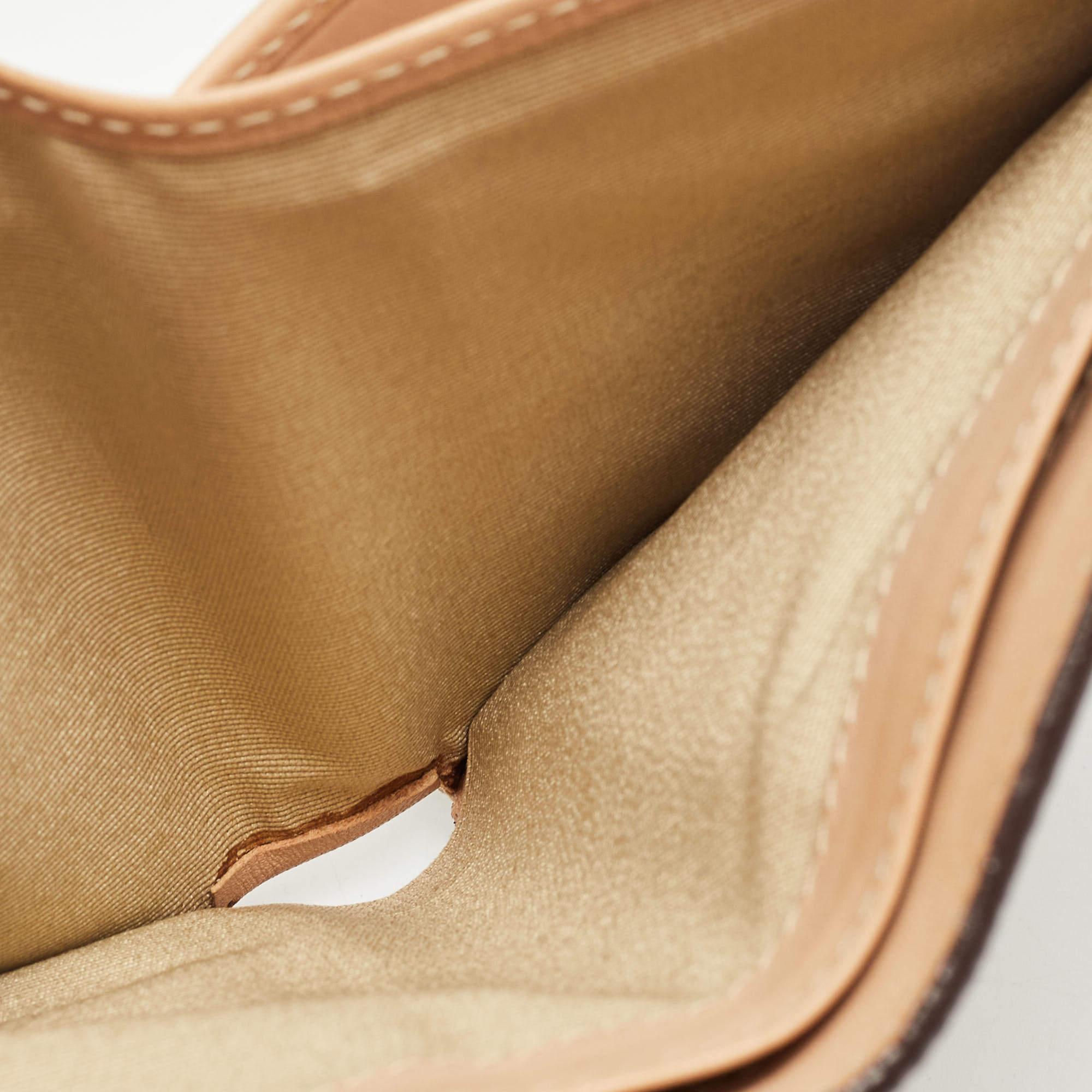 Carolina Herrera Brown Monogram Embossed Leather Trifold Wallet For Sale 1