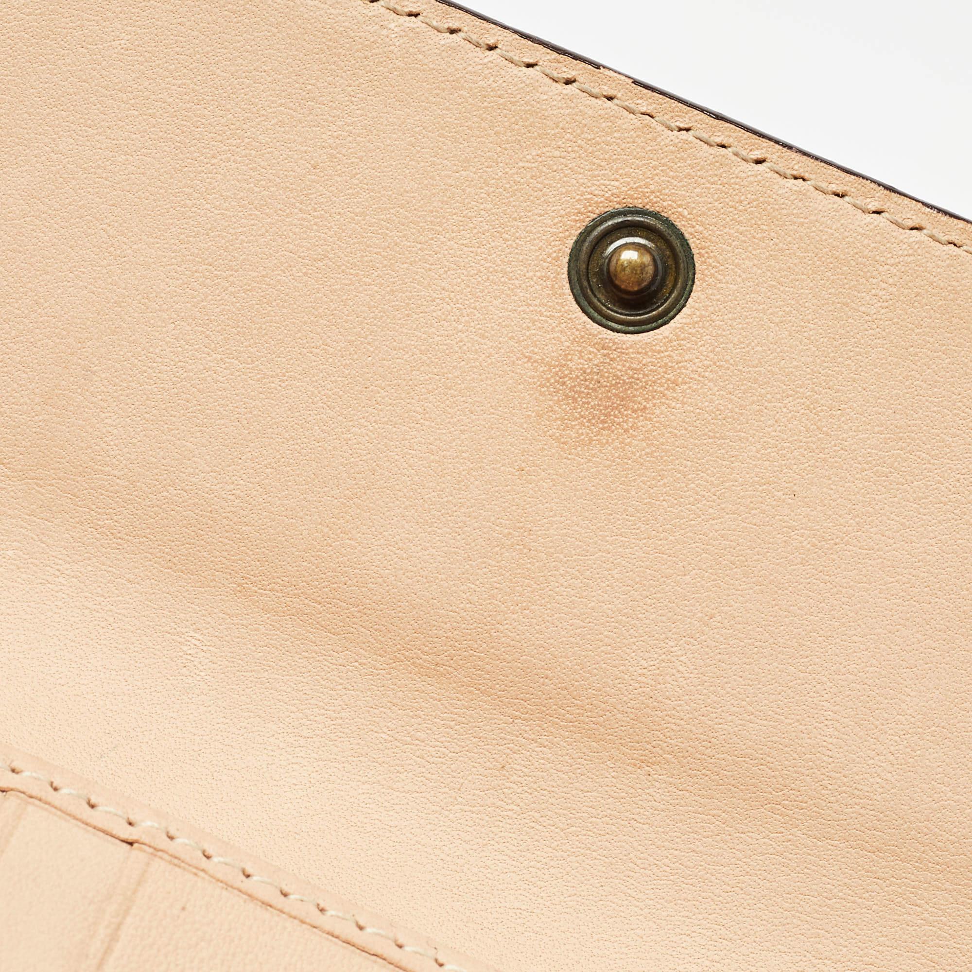 Carolina Herrera Brown Monogram Embossed Leather Trifold Wallet For Sale 3