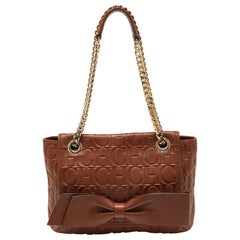 Carolina Herrera Brown Monogram Leather Audrey Shoulder Bag