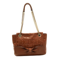 Carolina Herrera Brown Monogram Leather Audrey Shoulder Bag