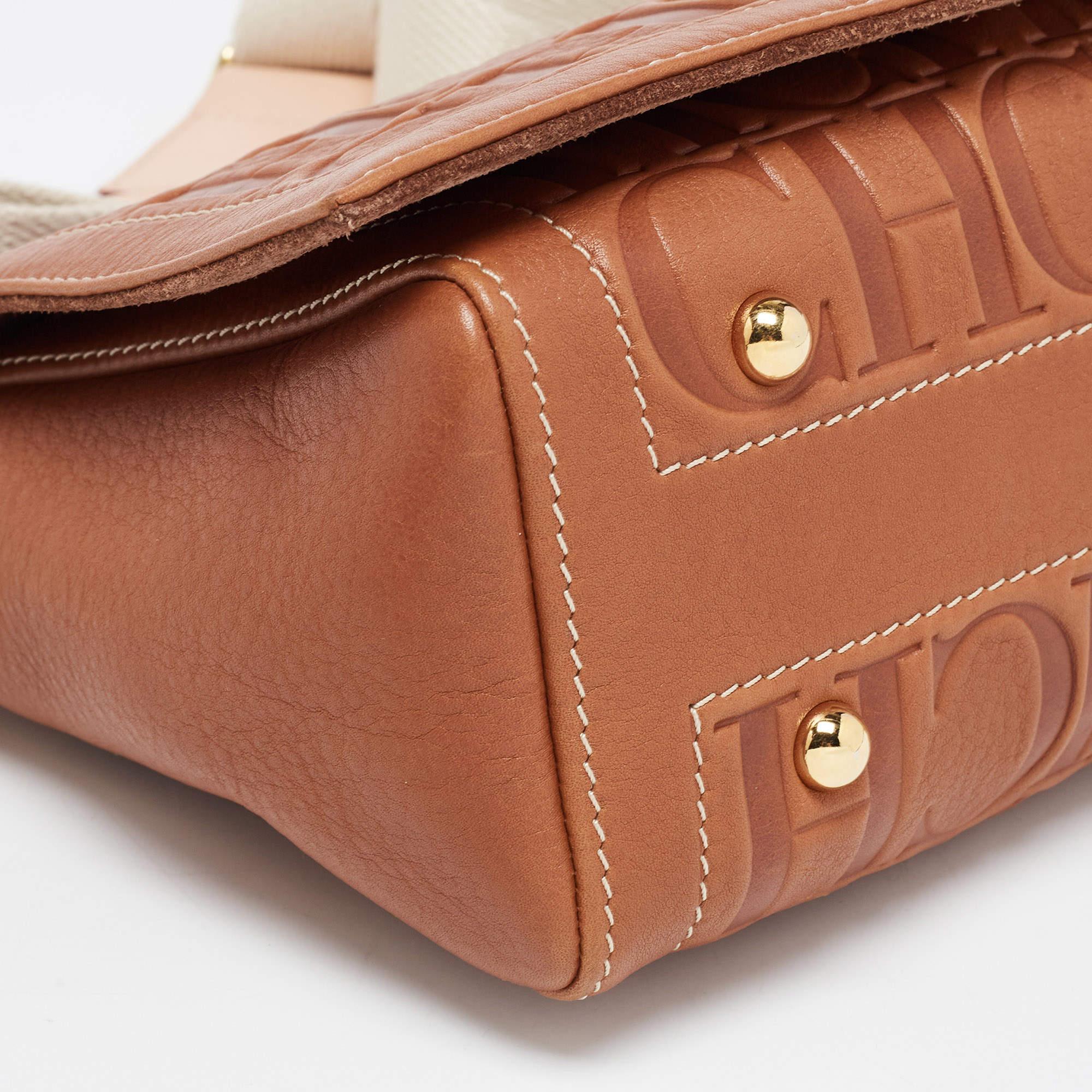 Carolina Herrera Brown Monogram Leather Medium Andy Locked Crossbody Bag 7