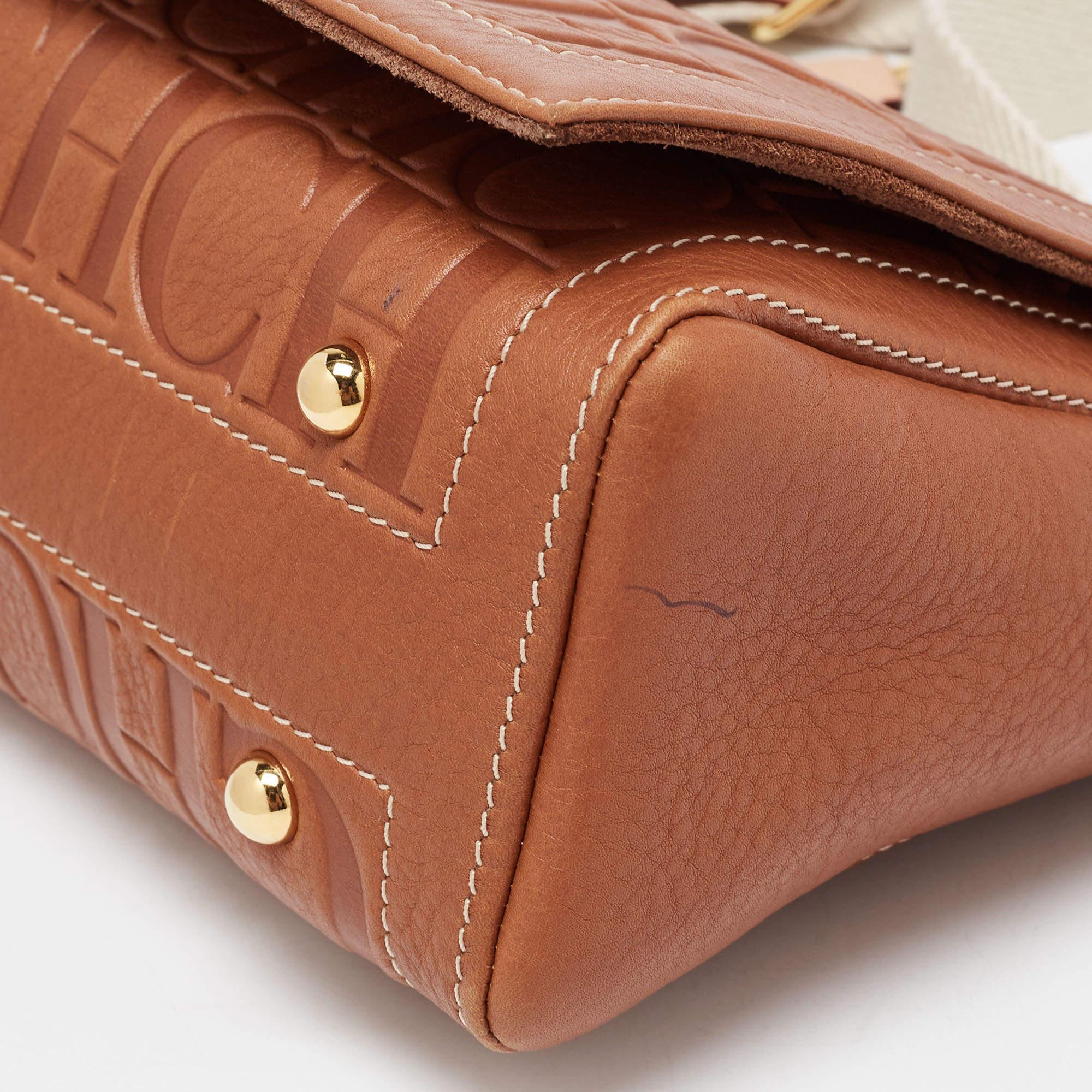 Carolina Herrera Brown Monogram Leather Medium Andy Locked Crossbody Bag 8