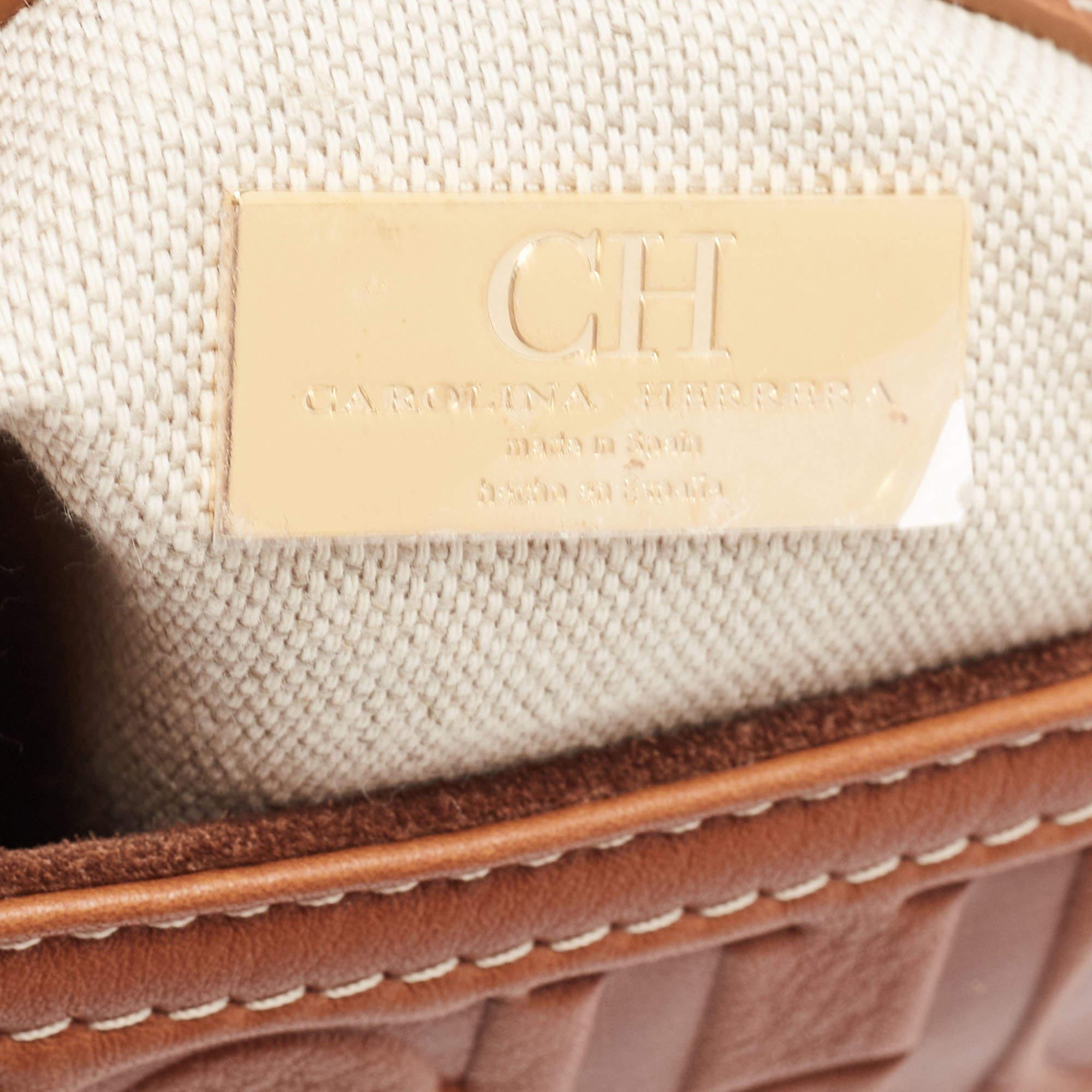 Carolina Herrera Brown Monogram Leather Medium Andy Locked Crossbody Bag 10