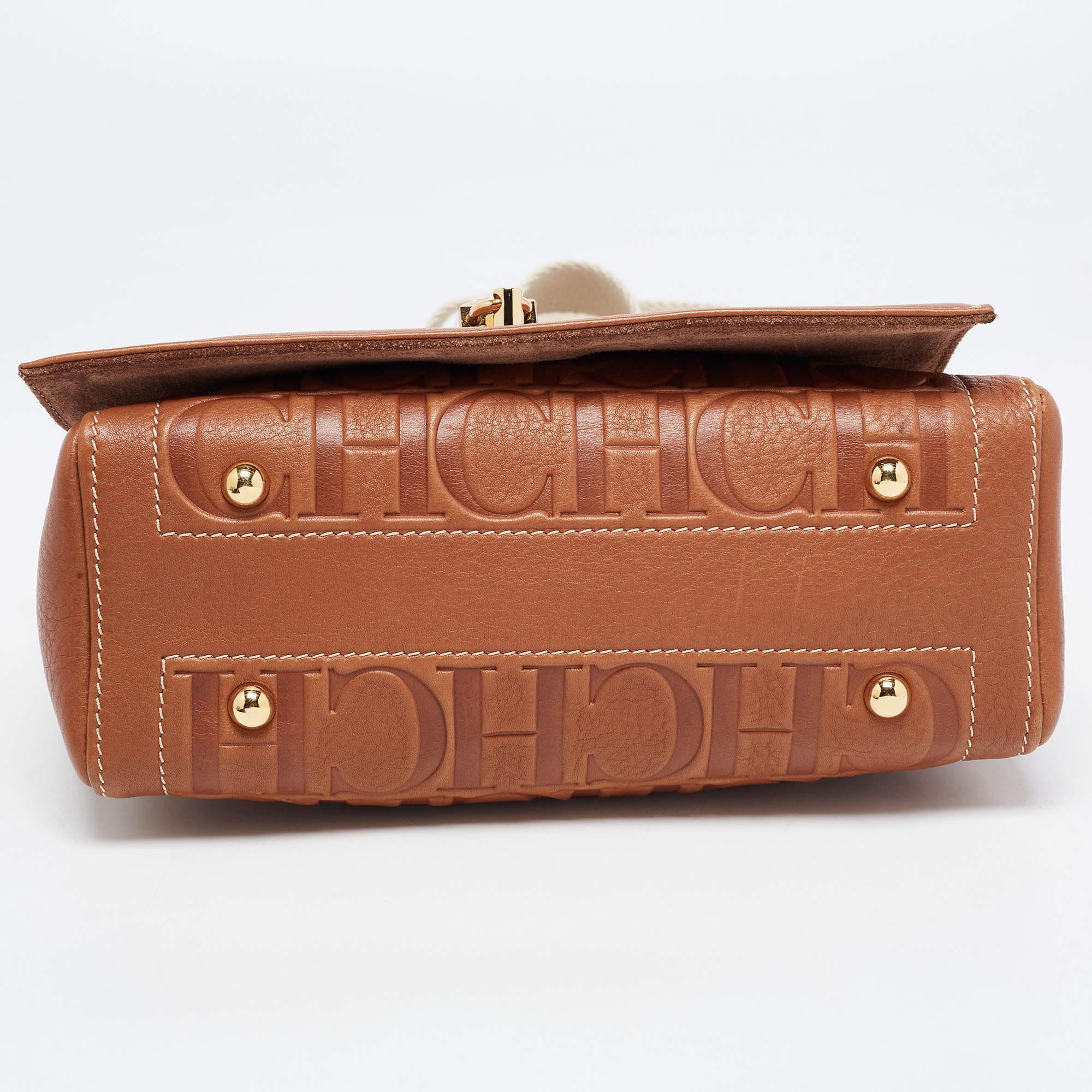 Carolina Herrera Brown Monogram Leather Medium Andy Locked Crossbody Bag 1
