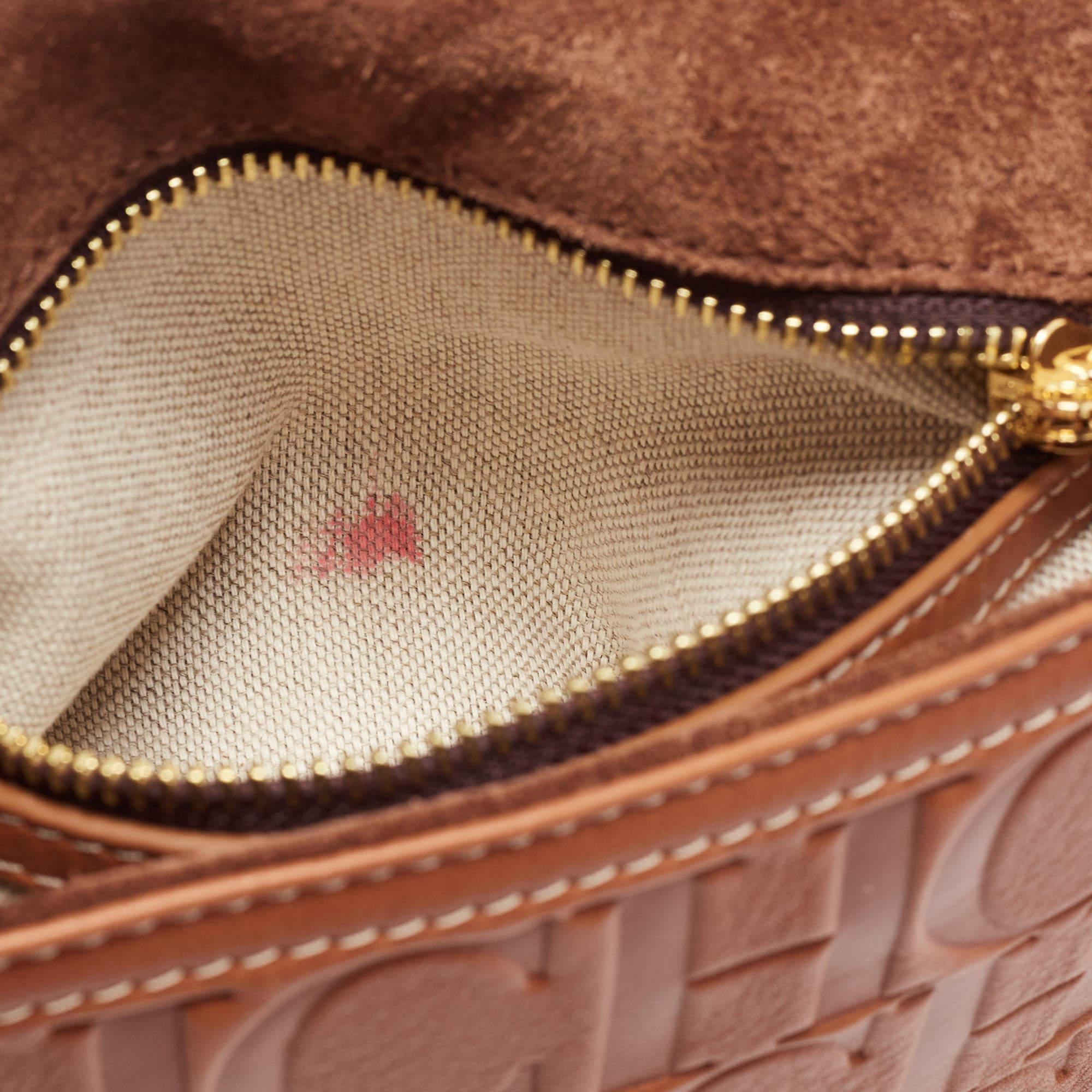 Carolina Herrera Brown Monogram Leather Medium Andy Locked Crossbody Bag 2
