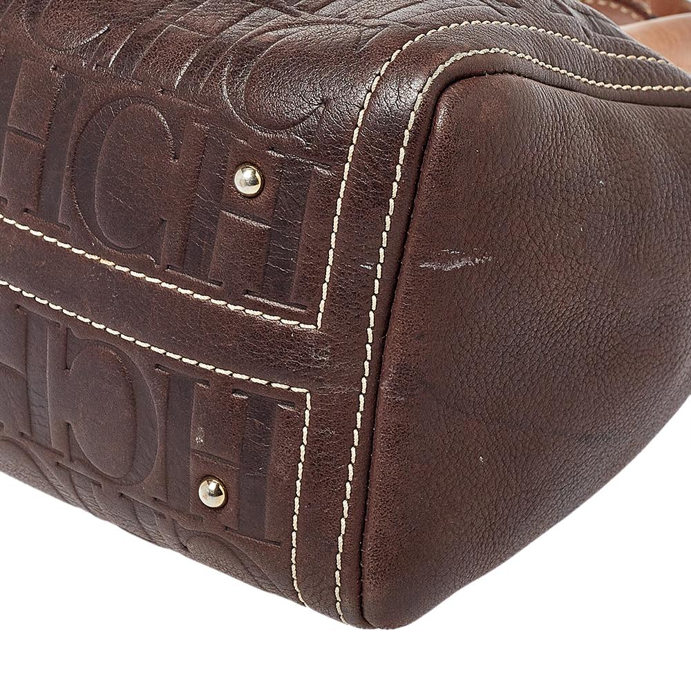 Carolina Herrera Brown Monogram Leather Mini Andy Crossbody Bag 2