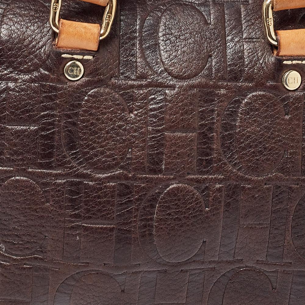 Carolina Herrera Brown Monogram Leather Mini Andy Crossbody Bag 3