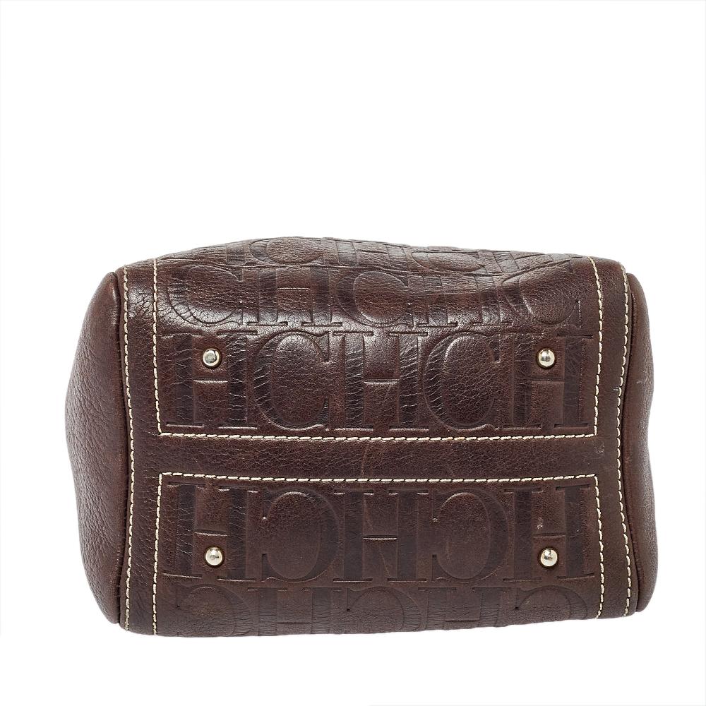 Carolina Herrera Brown Monogram Leather Mini Andy Crossbody Bag 1