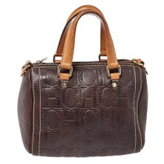 Carolina Herrera Brown Monogram Leder Mini Andy Crossbody Tasche