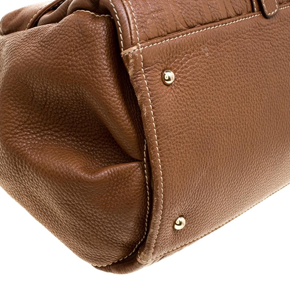 Carolina Herrera Brown Monogram Leather Shoulder Bag 5